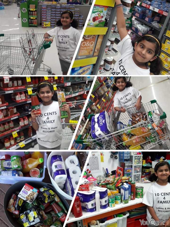 It's a family affair for Georgy to go and collect trash for helping the poor